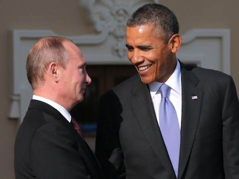 Poetin en Obama tijdens de G20-top in Sint-Petersburg op 5 september.