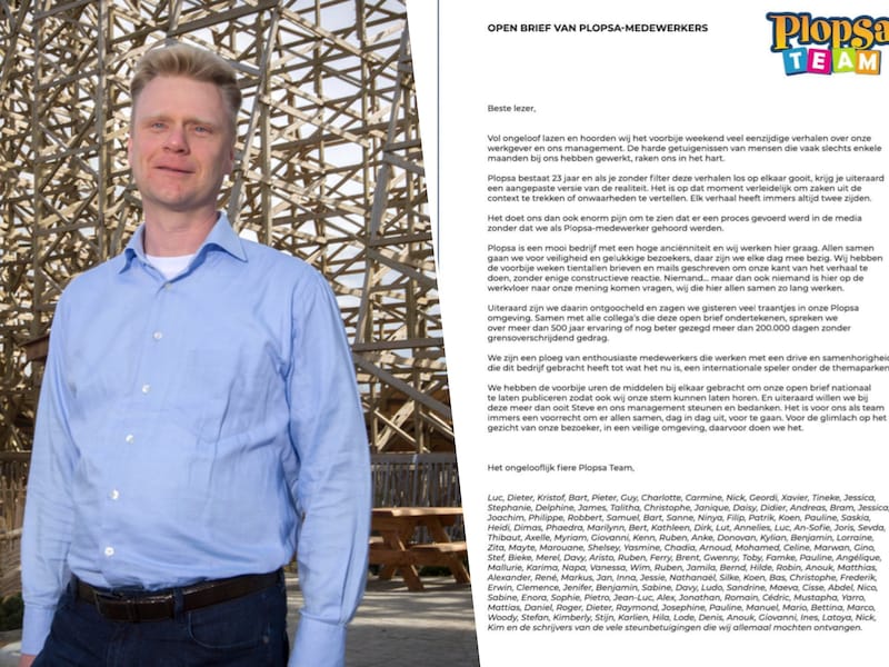 Steve Van den Kerkhof, de CEO van Plopsa, krijgt steun van ruim 150 medewerkers in een open brief.