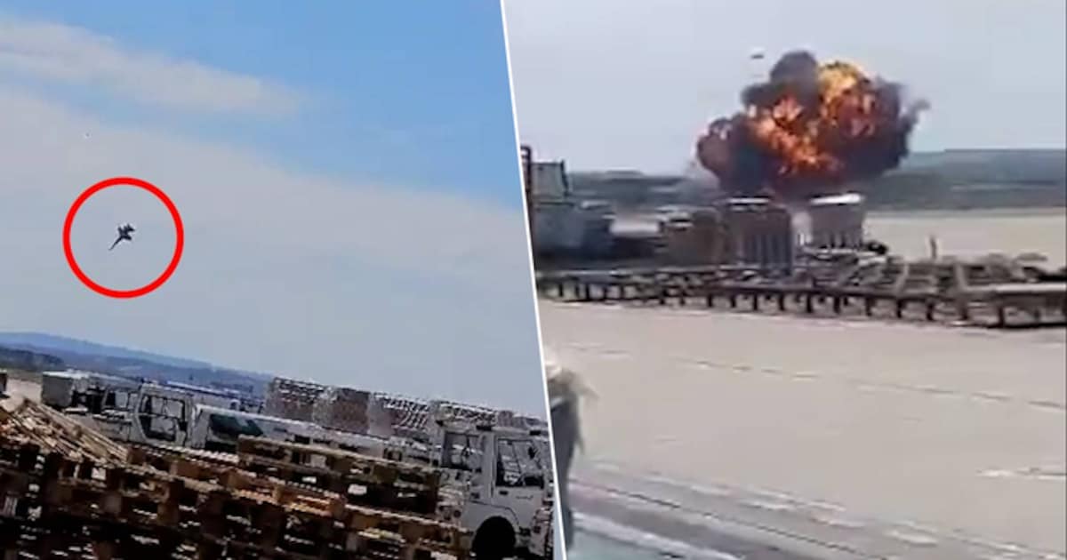 KIJK. Spectaculaire beelden tonen hoe F-18 neerstort op luchtbasis ...