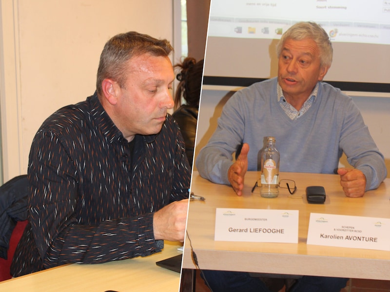 Links: Oppositieraadslid Jean-Pierre Huyghe woont zelf ook in Leisele en bracht de bezorgdheid van de inwoners over aan de gemeenteraad. Rechts: burgemeester Liefooghe.