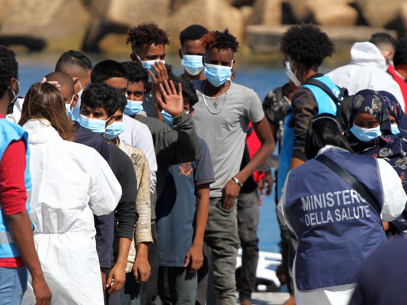 Migranten op Lampedusa. Beeld van vorige maand.
