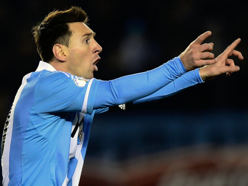 Messi, tijdens Argentinië-Colombia, gisteren.