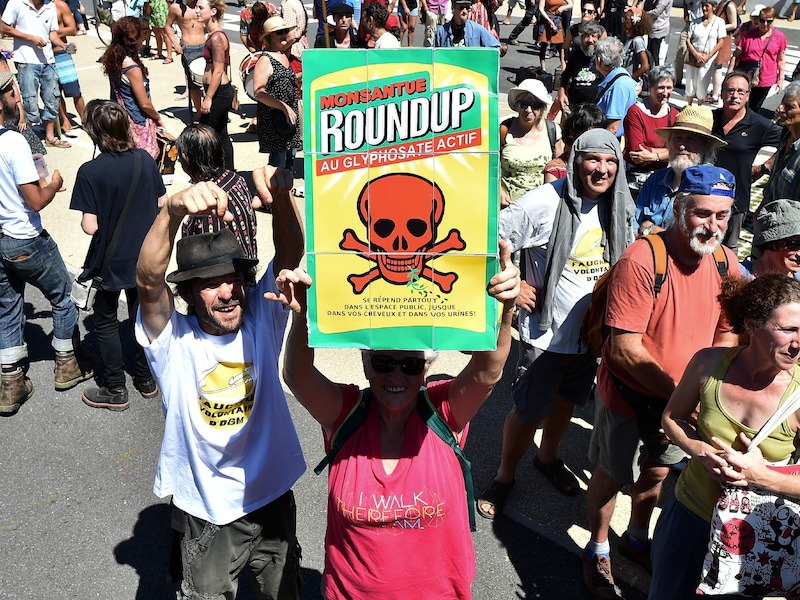 Een demonstratie tegen Roundup in Frankrijk.