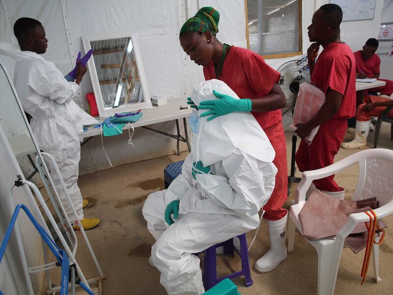 Een behandelingscentrum voor ebola in Sierra Leone.