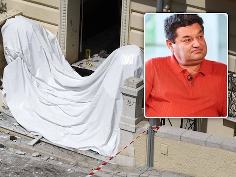De plek in Monaco waar de bomaanslag plaatsvond. Inzet: een archieffoto van Vadym Jermolajev.