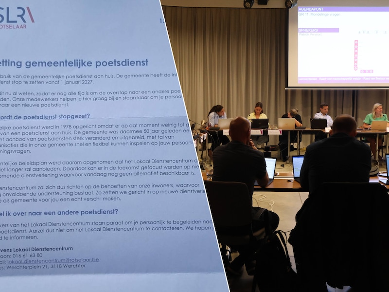 De inwoners van Rotselaar werden per brief ingelicht over het stopzetten van de gemeentelijke poetsdienst., De gemeenteraad van Rotselaar keurde het samenwerkingsovereenkomst unaniem goed.