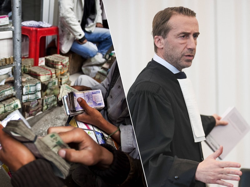Illustratie van een geldmarkt in Kabul, Afghanistan. Een hawalanetwerk lijkt op een geldtransfersysteem via Western Union maar is gebaseerd op vertrouwen en opereert met tokens / Advocaat Thomas Gillis