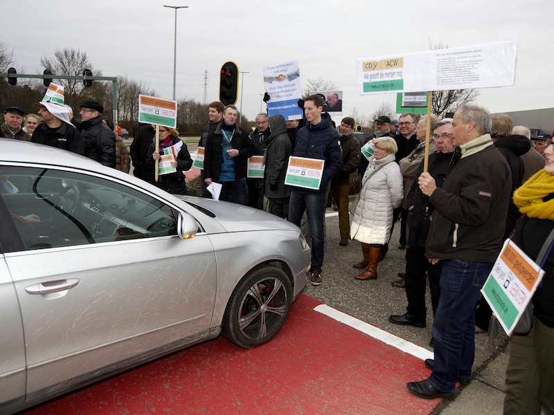 Arcopar-coöperanten protesteerden op 25 januari tijdens de nieuwjaarsreceptie van CD&amp;V.