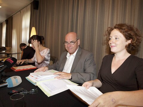 Burgemeester Daniel Termont (sp.a) en Elke Decruynaere (Groen).