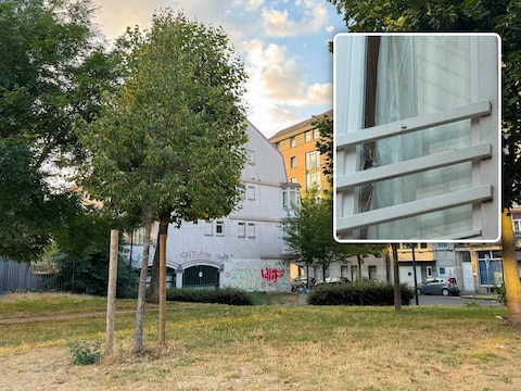 Op het kruispunt van de Fontainasstraat met de Vorstse Steenweg in Sint-Gillis kreeg N.A. (74) een kogel door haar slaapkamerraam (inzet).