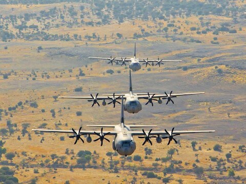 Archiefbeeld van Hercules-vliegtuigen van de Indiase luchtmacht.
