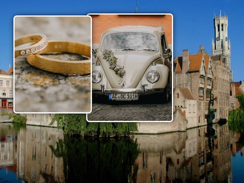 Vlak voor sprookjeshuwelijk in Brugge ‘vallen’ trouwringen van Nacera (34) en Till (38) van oldtimer: “En daar was plots een uitgeputte jongeman”