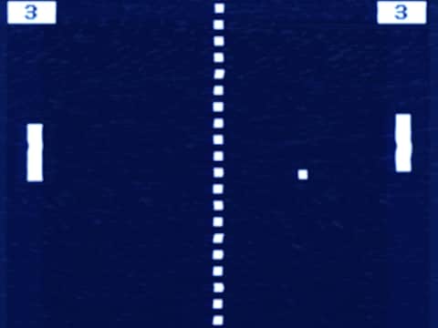 Het videospel Pong werd gekozen voor zijn eenvoud.
