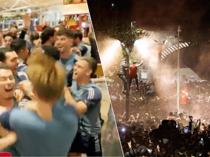 Geweldige beelden: Leandro Trossard, ploegmaats en Arsenal-fans gaan helemaal los bij titelviering