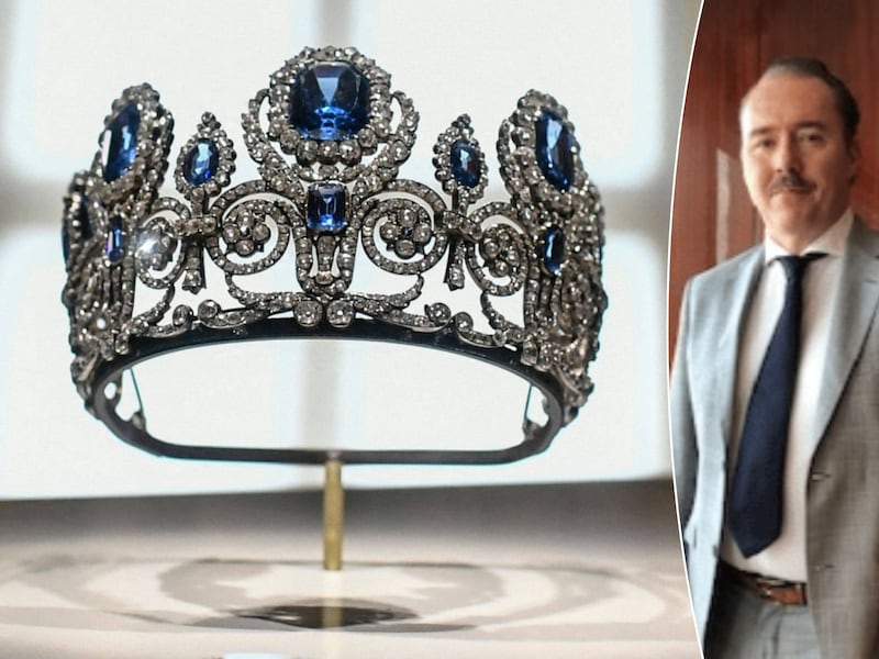 Links: de tiara van koningin Marie-Amélie en koningin Hortense, die onder andere werden gestolen. / Rechts: goudexpert Jelle Oostvogels.