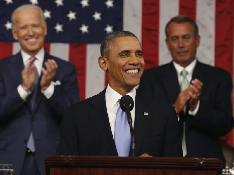 President Obama tijdens zijn State of the Union van 2014.