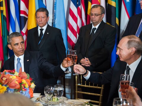 Presidenten Obama en Poetin.