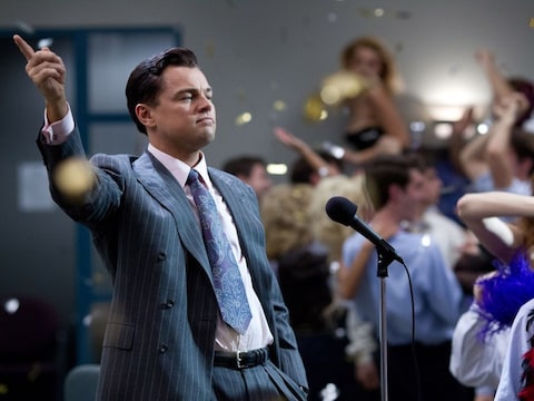 Leonardo DiCaprio als 'The Wolf of Wall Street'.