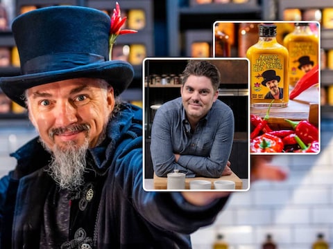 De opvallende hoge hoed van Wim Daans vormde de inspiratie voor de naam én het logo van Happy Hatter Hot Sauce. Zelfs Jeroen Meus maakte al gebruik van zijn hot sauce in ‘Dagelijkse Kost’.