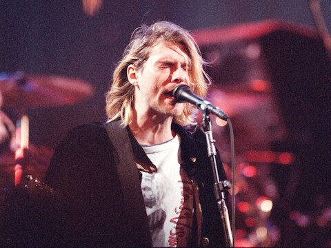 De overleden zanger Kurt Cobain.