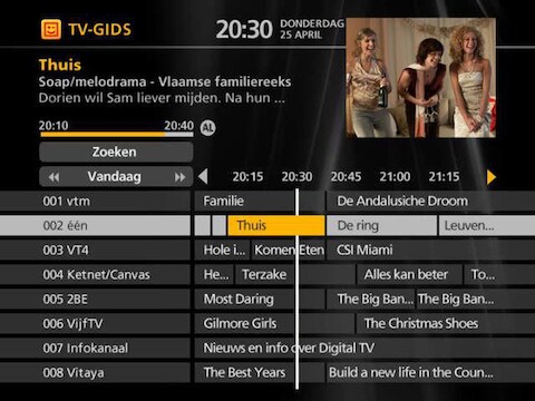 De oude versie van de TV-gids op de Digicorders van Telenet.