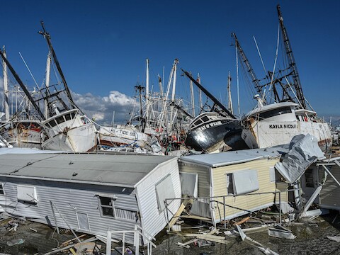 Chaos na de orkaan in San Carlos Island in Florida.