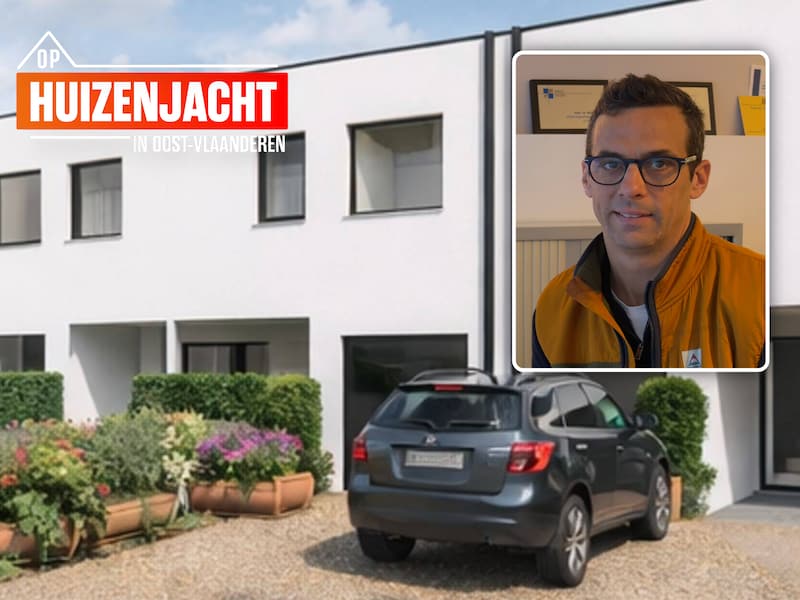 Deze nieuwbouwwoning staat momenteel te koop in Lede. Foto inzet: Sam Flobert van Immo De Ras in Lede.