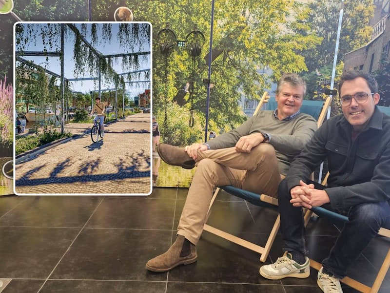 Burgemeester Bart Somers en schepen Kristof Calvo op de voorstelling van het Masterplan Binnendijle , Inzet: Parkzone Indaver