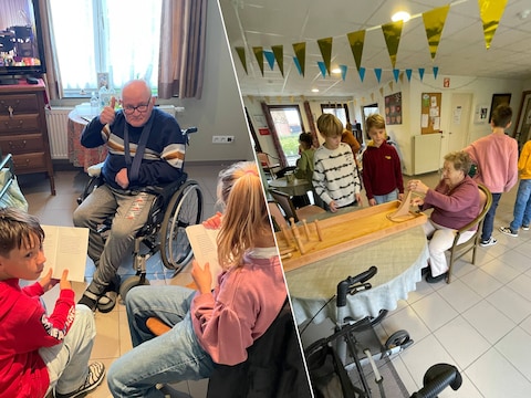 Leerlingen van Sint-Gerolf op bezoek bij de bewoners van Balade.