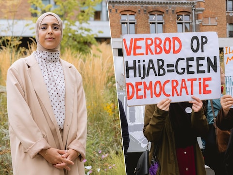 Leerkracht Hadija Amajoud verscheen donderdag voor de tuchtcommissie van de provincie Oost-Vlaanderen. Buiten betuigden tientallen sympathisanten hun steun.