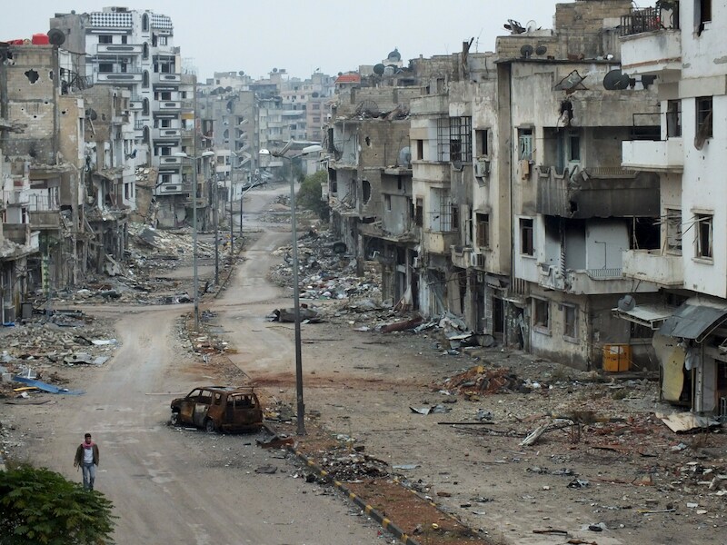 De verwoeste Syrische stad Homs in 2012