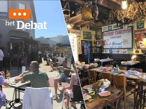 Links: het terras van café ‘t Veilingske, rechts: D’Oude Glorie 