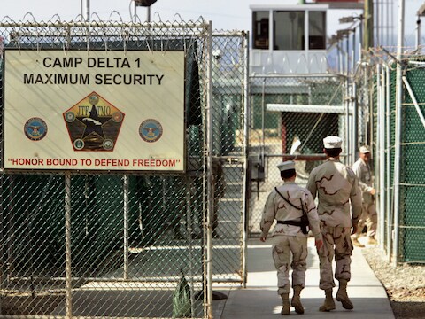Een deel van het gevangeniscomplex in Guantanamo op een archieffoto uit 2006.