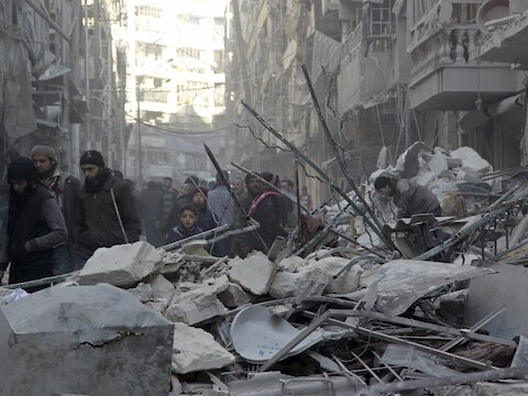 Het door zware bombardementen geteisterde Aleppo.
