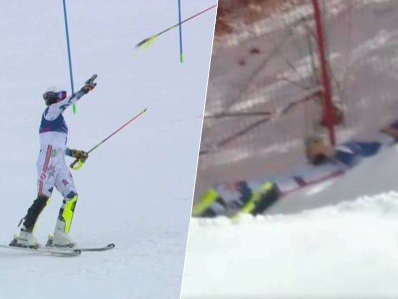 KIJK. Wanneer emoties de bovenhand nemen: Noorse topfavoriet gooit na diskwalificatie skistokken weg en gaat languit in de sneeuw liggen