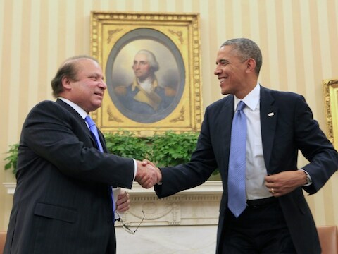 De Pakistaanse premier Sharif op bezoek in het Witte Huis bij president Obama.