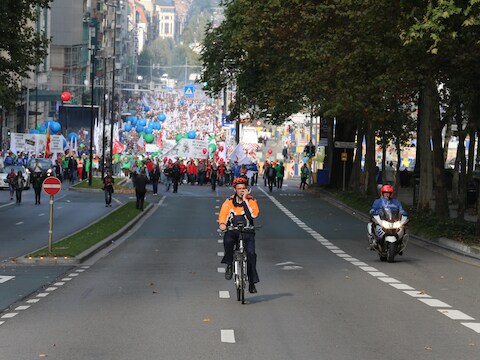 Betogers tijdens een manifestatie van de Federale Politie vorige week.