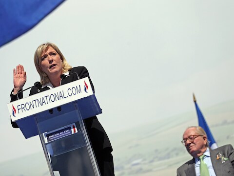 De leider van de Franse Front National (FN) Marine Le Pen