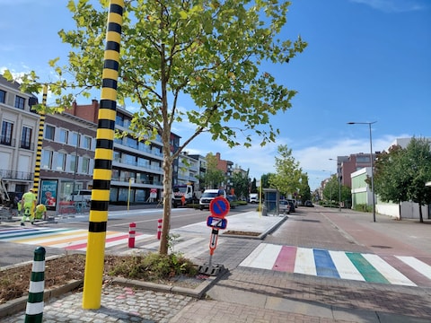 De vernieuwde bushalte aan de Verhaerenstraat in Vilvoorde