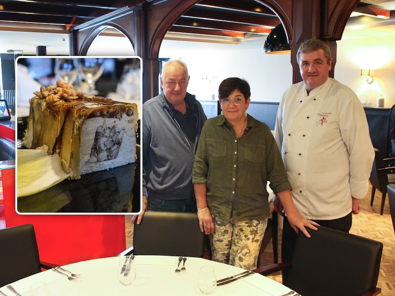 Stefaan De Mets, Corine Pattyn en Frederic De Mets in 't Hemelhof / (inzet: 't Hemelhof serveert de beste terrine van België)