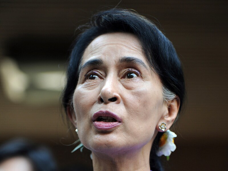 Aung San Suu Kyi, die zich hard maakt voor verbeterde mensenrechten in Myanmar.
