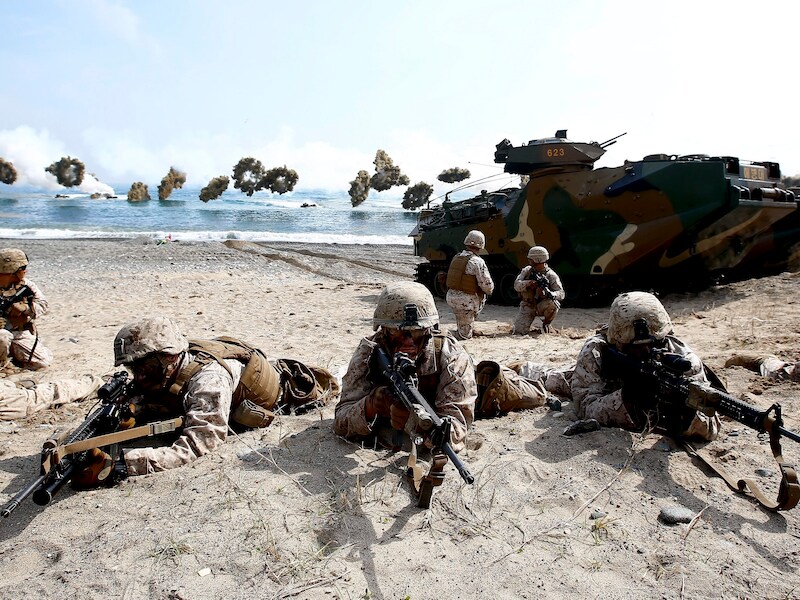 De VS en Zuid-Korea begonnen vorige week met een grote gezamenlijke militaire oefening bij en op de oostkust van het Aziatische land.
