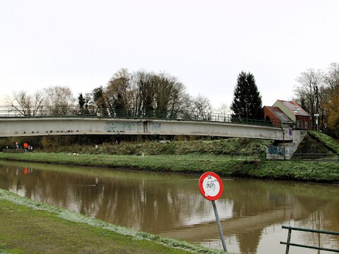 De Vlaamse Waterweg waarschuwt voor blauwalgen in het kanaaltraject tussen Lembeek en Lot.