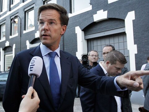 Uittredend Nederlands premier Mark Rutte (VVD).