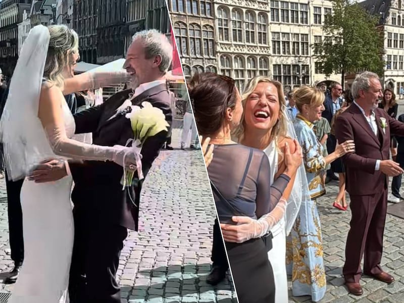 Ella Leyers en Jan Eelen geven elkaar het jawoord, onder enthousiast applaus en gejuich