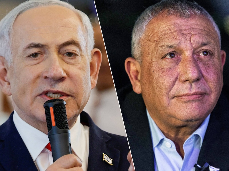 De Israëlische premier Benjamin Netanyahu en zijn belangrijkste uitdager, gewezen legertopman Gadi Eisenkot.