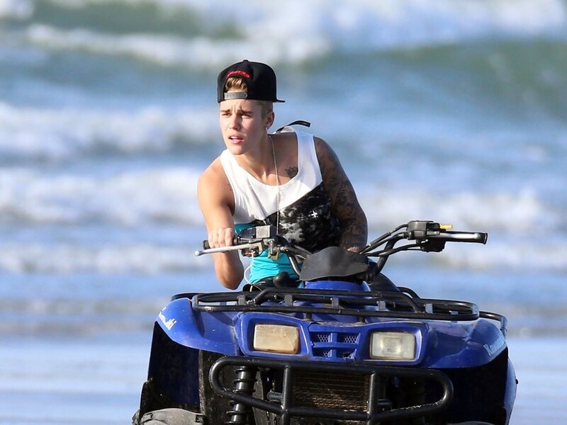 Justin Bieber tijdens de opnames van een nieuwe videoclip in Panama.