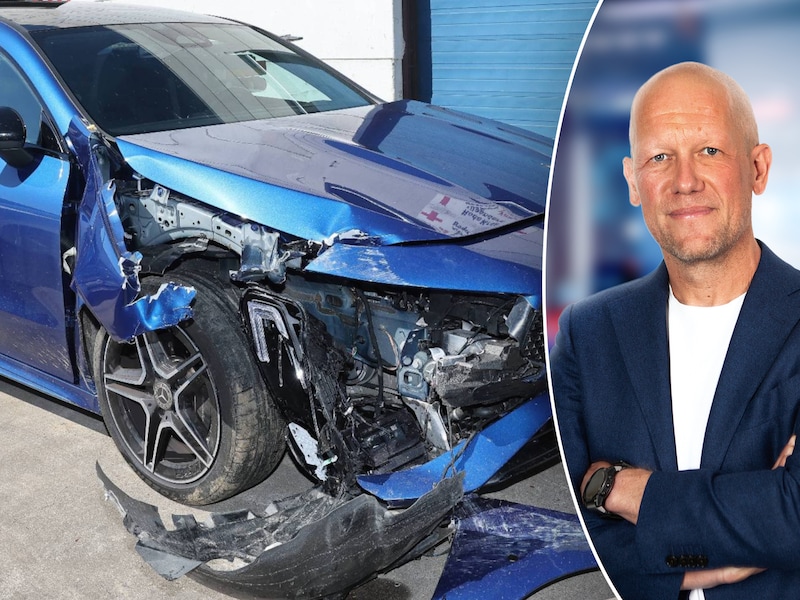 De blauwe Mercedes waar drie tieners na een lange achtervolging mee crashten in Herentals. De bestuurder van 17 haalde snelheden boven 200 kilometer per uur en was onder invloed van drugs.