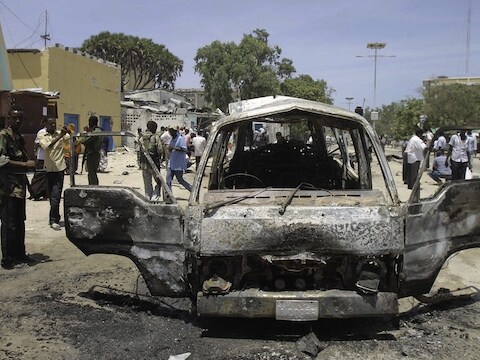Ravage na een zelfmoordaanslag in Mogadishu half maart.