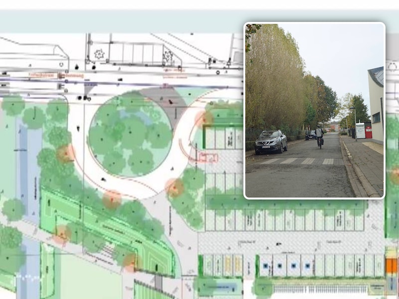 De nieuwe parking wordt aangelegd langs de kant van de Tuinwijkstraat